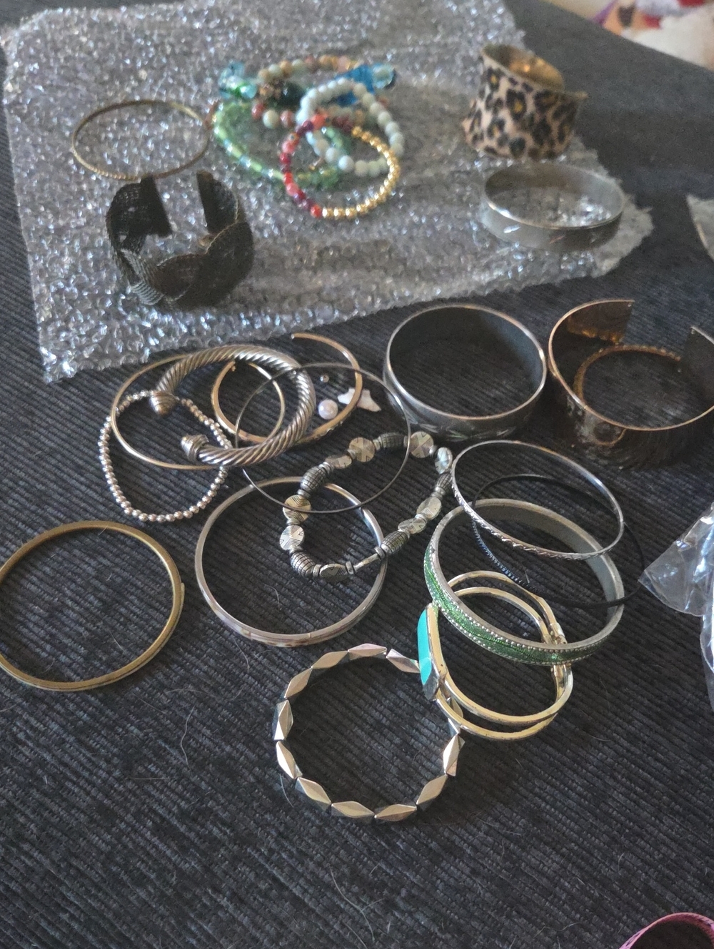 Mixed Metal and Turquoise Stackable Bangle Bracelet Set - Women Jewelry